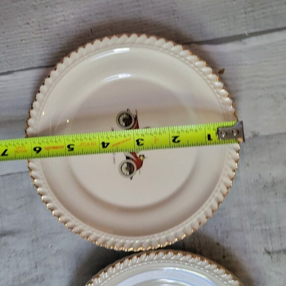 Harker Ware Pottery Made USA Antique Cars Vtg Cake Plate & 6 Dessert Plates - Picture 8 of 8